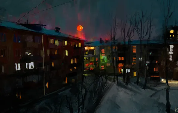 Город, улица, здания, жилые кварталы, от панда, by panda