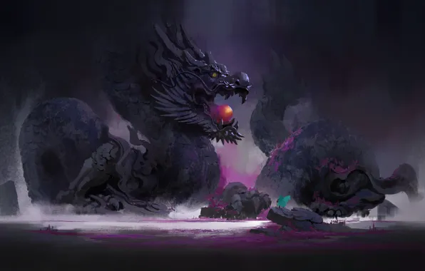 Рисунок, Дракон, Art, Фантастика, Concept Art, by YU YIMING, YU YIMING