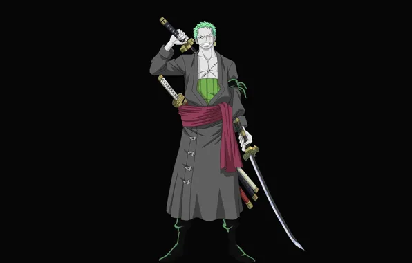 Парень, мечи, anime, art, roronoa zoro, one piece