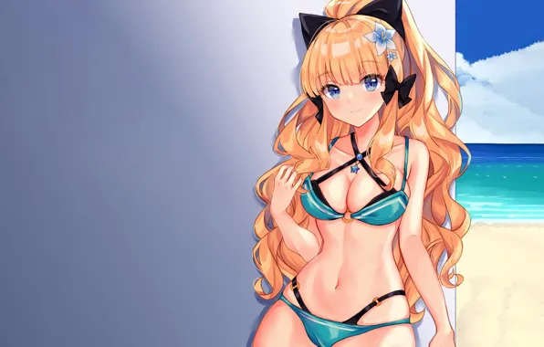 Girl, sexy, cleavage, long hair, boobs, anime, beautiful, pretty