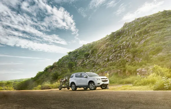 Транспорт, гора, мотоцикл, автомобиль, Chevrolet Trailblazer