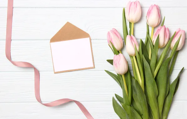 Цветы, тюльпаны, pink, flowers, tulips, with love, card