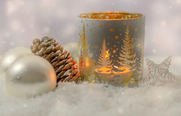 Зима, свеча, Новый год, new year, шишки, декор, 2022