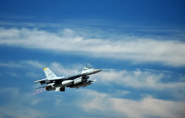 Картинка небо, истребитель, полёт, F-16, Fighting Falcon, «Файтинг Фалкон»