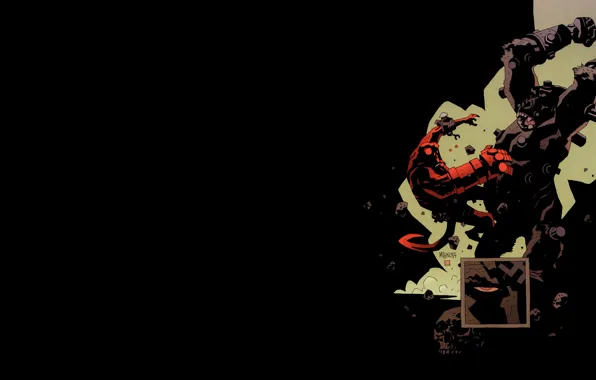 Горила, Битва, Комикс, Арт, Hellboy