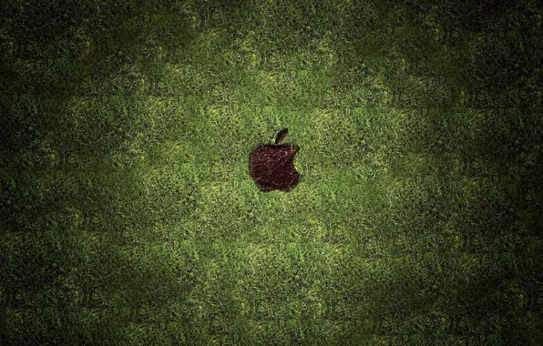 Картинка трава, газон, след, apple, mac, hi-tech