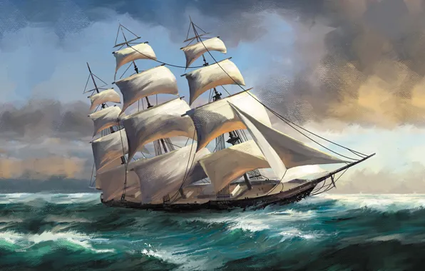 Волны, корабль, Transatlantic Ships, thermopylae