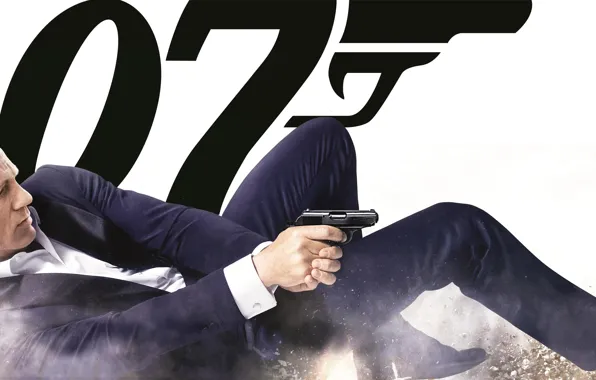 Картинка пистолет, оружие, фильм, gun, агент, боевик, Daniel Craig, 007
