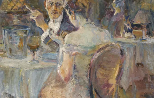 Картина, свидание, жанровая, Вечер в Парижском Кафе, Elie Anatole Pavil, Эли Анатоль Павиль