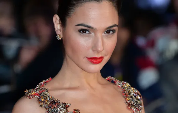 Взгляд, девушка, лицо, серьги, макияж, платье, Галь Гадот, Gal Gadot