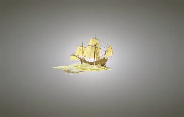 Картинка корабль, парусник, минимализм, светлый фон