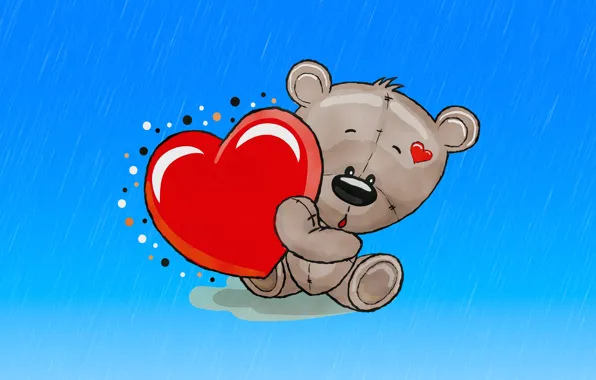 Любовь, обои, романтика, сердце, медведь, мишка, wallpaper, love