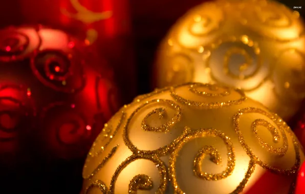 Макро, шары, игрушки, новый год, рождество, украшение