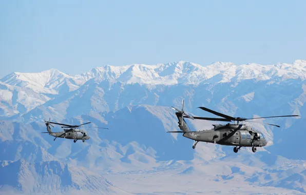 Полет, горы, Black Hawk, вертолёты, «Чёрный ястреб», UH-60M