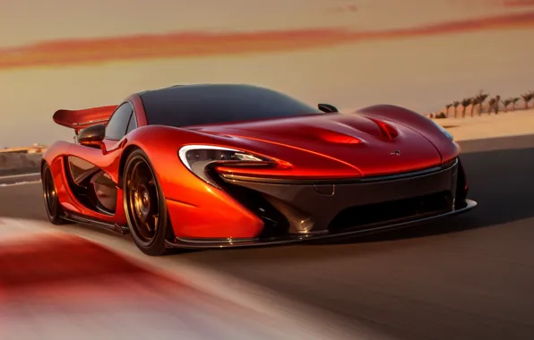 Concept, небо, оранжевый, McLaren, концепт, суперкар, передок, МакЛарен