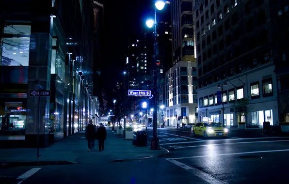 Картинка ночь, улица, нью-йорк, night, New York City, nyc
