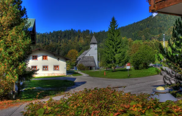 Картинка деревья, город, фото, улица, дома, Германия, Berchtesgaden