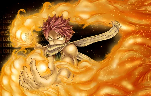 Огонь, аниме, арт, парень, Fairy Tail