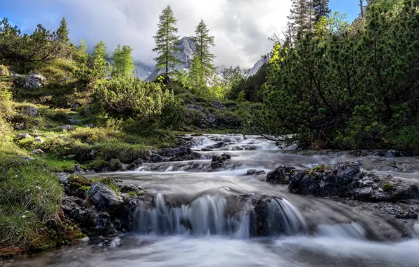 Картинка природа, горы, река