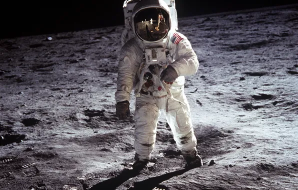 Картинка луна, космонавт, аполлон 11