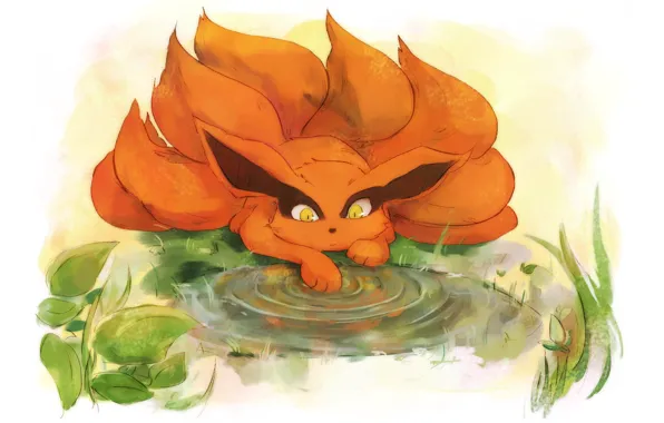 Зелень, арт, naruto, kyuubi, kurama