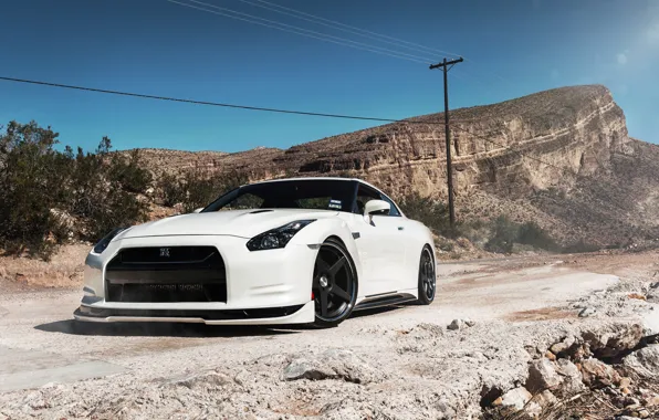 Nissan, white, wheels, japan, jdm, tuning, gtr, front