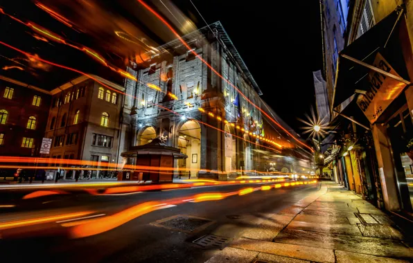 Картинка ночь, выдержка, Италия, Italy, night, exposure, Парма, Parma