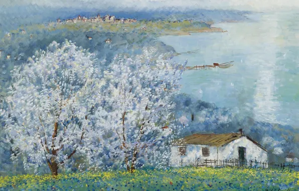 Дерево, весна, цветение, Микеле Кашелла, Michele Cascella, Дом у Моря