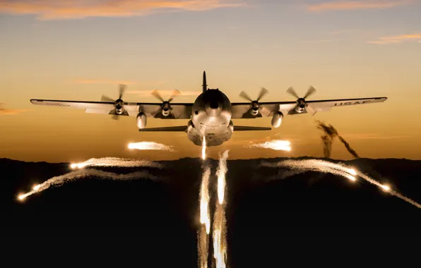 Картинка Lockheed C-130 Hercules, Основной военно-транспортный самолёт США, американский военно-транспортный самолёт, средней и большой дальности