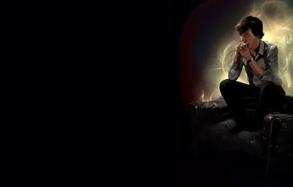 Свет, кресло, Шерлок Холмс, Бенедикт Камбербэтч, Benedict Cumberbatch, Sherlock, Sherlock BBC, Sherlock (сериал)