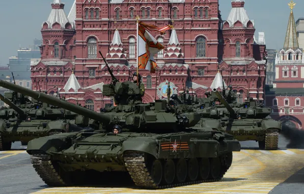 Картинка танк, парад, красная площадь, бронетехника, Т-90