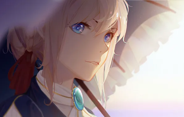 Девушка, зонт, Violet Evergarden