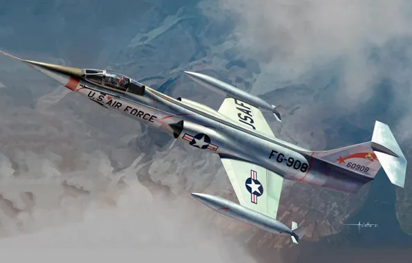 США, истребитель-бомбардировщик, истребитель-перехватчик, Auletta, US Airforce, F-104A USAF Starfighter