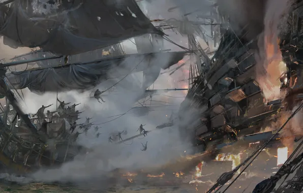 Картинка game, pirate, war, fight, pirate ship, ship, kaizoku, Skull and Bones