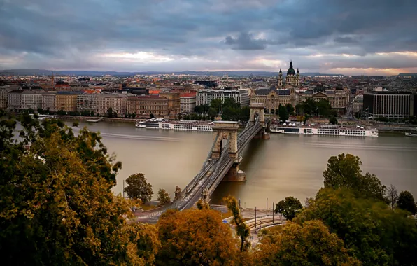 Картинка Hungary, Budapest, Chain Bridge, St. Stephen's Basilica