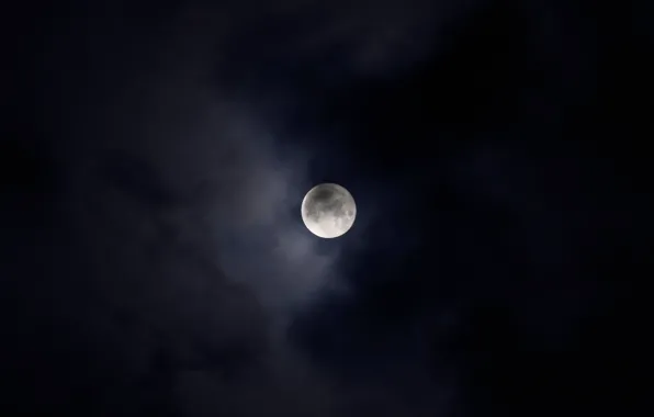 Moon, cloudy night, Full moon