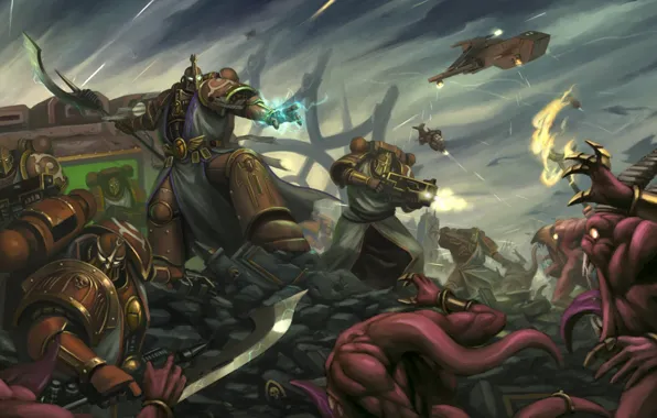 Картинка Warhammer, war, monsters, battle, Warhammer 40.000, Space Marines