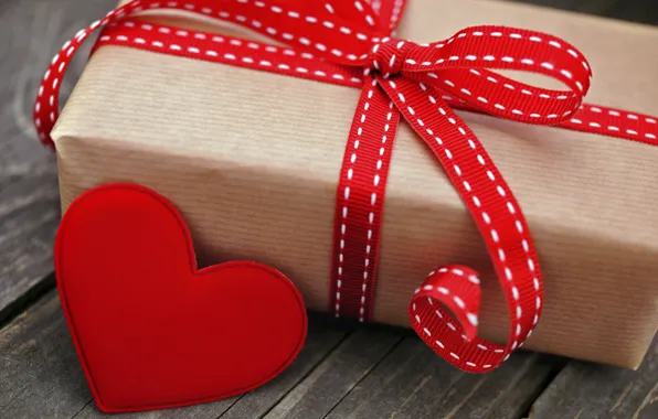 Ленты, праздник, коробка, подарок, красное, сердце