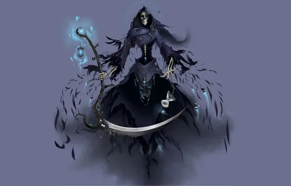 Смерть, магия, череп, скелет, коса, Creeping Death, The Grim Reaper