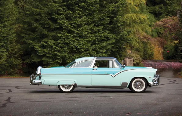 Ford, вид сбоку, ретро автомобили, 1955, Fairlane, Crown, Victoria, Skyliner