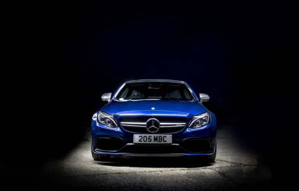 Картинка синий, фон, Mercedes-Benz, мерседес, AMG, Coupe, C-Class, C205