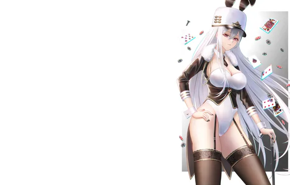 Girl, sexy, cleavage, thighhighs, long hair, boobs, anime, beautiful