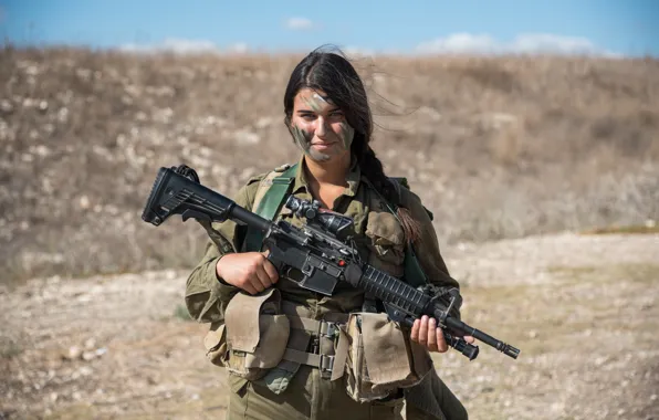 Девушка, оружие, солдат, форма