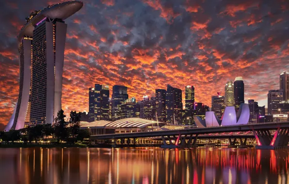 Огни, вечер, Сингапур