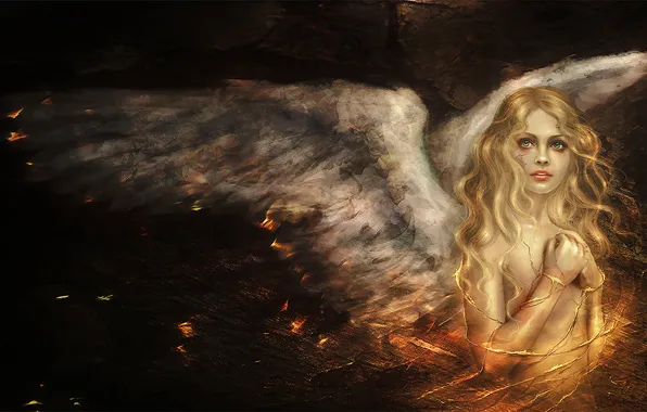 Девушка, крылья, ангел, art, angel