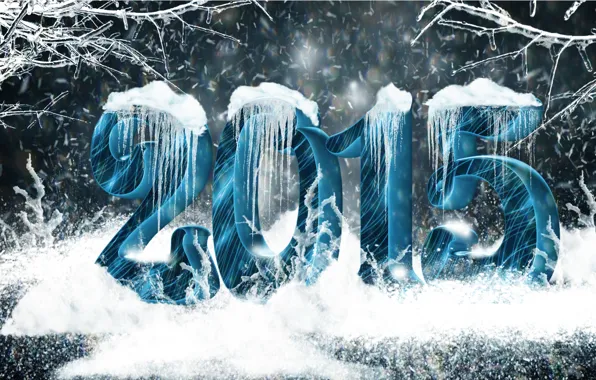 Картинка снег, сосульки, Лес, цифры, 2015