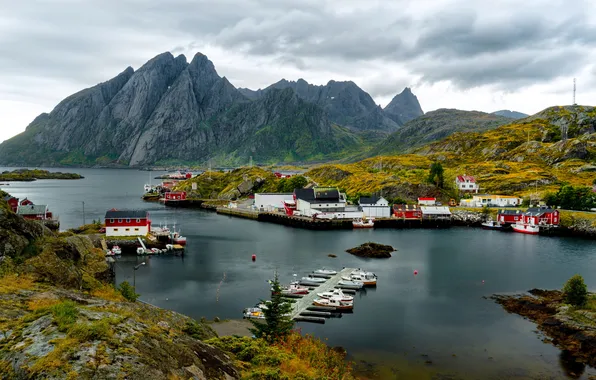 Осень, облака, горы, камни, пасмурно, скалы, склоны, вершины