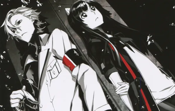 Повязка, двое, перчатка, guilty crown, китель, tsugumi, корона грешника, daryl yan