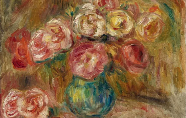 Картина, натюрморт, Пьер Огюст Ренуар, Pierre Auguste Renoir, Ваза с Цветами