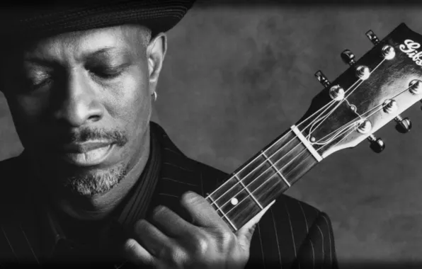 Картинка music, guitar, hat, face, musician, blues guitarist, keb mo, men's striped suit jacket